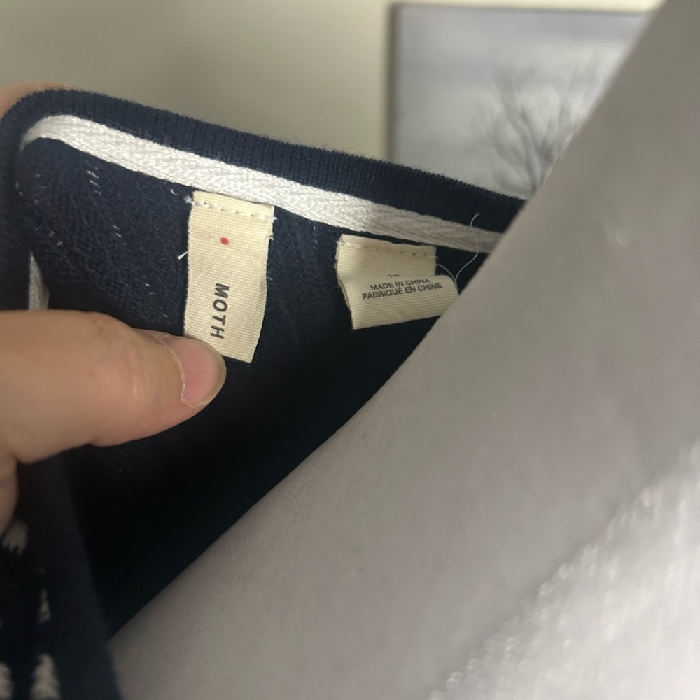 Anthropology Moth Navy and White Patterned Tank Top - Picture 2 of 5
